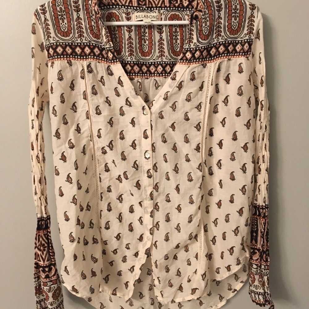 Billabong loose flowy hippie boho top blouse